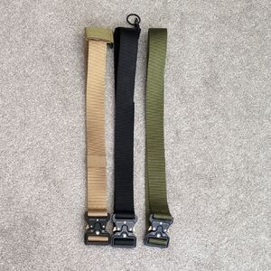 Set of Three Tactical Belts in Tan, Black, and Green